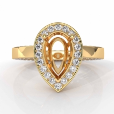 Diamond Engagement Pear Cut Semi Mount Pave Ring Setting 14k Gold Yellow  (1.55Ct. tw.)