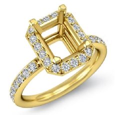 Halo Diamond Engagement Emerald Semi Mount Ring 14k Gold Yellow (0.56Ct. tw.)