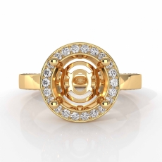 Round Cut Semi Mount Pave Setting Diamond Engagement Ring 14k Gold Yellow  (1.33Ct. tw.)