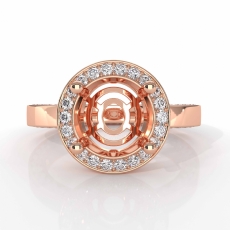Round Cut Semi Mount Pave Setting Diamond Engagement Ring 14k Rose Gold  (1.33Ct. tw.)