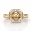 Pave Setting Diamond Engagement Ring 18k Yellow Gold Rount Cut Semi Mount 1.37Ct - javda.com 