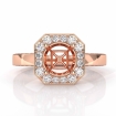 Pave Setting Diamond Engagement Ring 14k Rose Gold Rount Cut Semi Mount 1.37Ct - javda.com 
