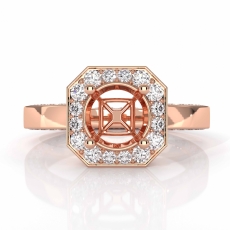 Pave Setting Diamond Engagement Ring 14k Rose Gold Rount Cut Semi Mount  (1.37Ct. tw.)
