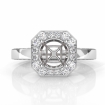 Pave Setting Diamond Engagement Ring 18k White Gold Rount Cut Semi Mount 1.37Ct - javda.com 