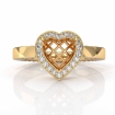 Heart Cut Diamond Engagement Pave Ring Setting 14k Yellow Gold Semi Mount 1.35Ct - javda.com 