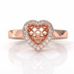 Heart Cut Diamond Engagement Pave Ring Setting 18k Rose Gold Semi Mount 1.35Ct - javda.com 