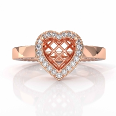 Heart Cut Diamond Engagement Pave Ring Setting 14k Rose Gold Semi Mount  (1.35Ct. tw.)