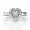 Heart Cut Diamond Engagement Pave Ring Setting 14k White Gold Semi Mount 1.35Ct - javda.com 