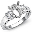 Diamond 3 Stone Anniversary Ring 14k White Gold Oval Semi Mount Setting 0.45Ct - javda.com 