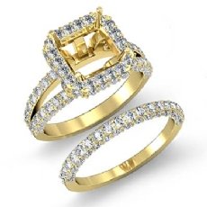 Diamond Engagement Ring Asscher Wedding Bridal Set 14k Gold Yellow Semi Mount (2.38Ct. tw.)