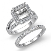 2.38Ct Diamond Engagement Ring Asscher Wedding Bridal Set Platinum 950 Semi Mount - javda.com 