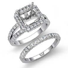 2.38Ct Diamond Engagement Ring Asscher Wedding Bridal Set 14K W Gold  Semi Mount