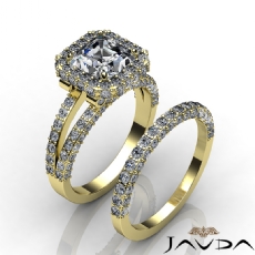Pave Setting Halo Bridal diamond Ring 18k Gold Yellow
