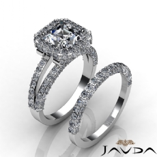 Pave Setting Halo Bridal diamond Ring 18k Gold White