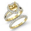 2.3Ct Pave Diamond Engagement Ring Heart Bridal Setting 18k Yellow Gold Semi Mount - javda.com 