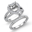 2.75Ct Pave Diamond Engagement Ring Heart Bridal Setting 14k White Gold Semi Mount - javda.com 