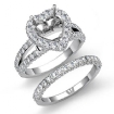 2.3Ct Pave Diamond Engagement Ring Heart Bridal Setting Platinum 950 Semi Mount - javda.com 