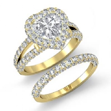 Split Shank Wedding Set diamond Ring 14k Gold Yellow