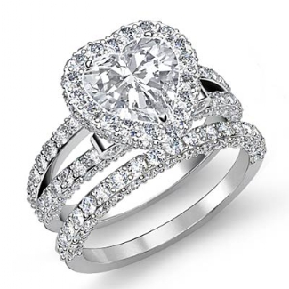 Heart Diamond Women's Engagement GIA I SI1 Bridal Set Ring 14k White ...