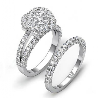 Heart Diamond Women's Engagement GIA I SI1 Bridal Set Ring 14k White ...