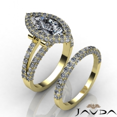 Halo Bridal Set Pave Setting diamond  18k Gold Yellow