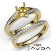 Pave Diamond Engagement Ring Pear Semi Mount Bridal Set 18k Yellow Gold 0.9Ct - javda.com 