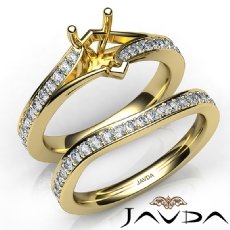 Pave Diamond Engagement Ring Pear Semi Mount Bridal Set 14k Gold Yellow  (0.9Ct. tw.)