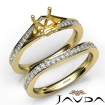 Pave Diamond Engagement Ring Princess Semi Mount Bridal Set 14k Yellow Gold 0.9Ct - javda.com 