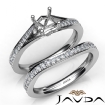 Pave Diamond Engagement Ring Princess Semi Mount Bridal Set Platinum 950 0.9Ct - javda.com 