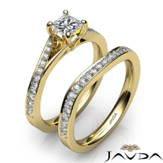 4 Prong Sidestone Bridal Set diamond Ring 18k Gold Yellow