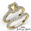 Diamond Asscher Cut Semi Mount Engagement Ring Bridal Set 18k Yellow Gold 1Ct - javda.com 