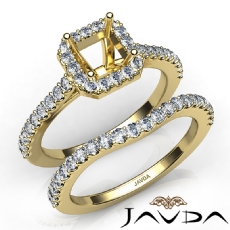 Diamond Asscher Cut Semi Mount Engagement Ring Bridal Set 14k Gold Yellow  (1Ct. tw.)