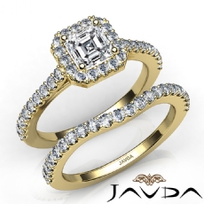 U Cut Pave Halo Bridal Set diamond  14k Gold Yellow