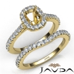 Diamond Cushion Semi Mount Engagement Ring Bridal Set 14k Yellow Gold 1Ct - javda.com 