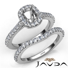 Diamond Cushion Semi Mount Engagement Ring Bridal Set 14K White Gold 1.0Ct.