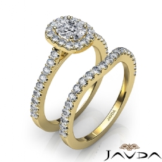 U Pave Halo Wedding Bridal Set diamond  14k Gold Yellow