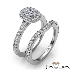 U Pave Halo Wedding Bridal Set diamond Ring 18k Gold White