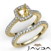 Diamond Cushion Cut Semi Mount Engagement Ring Bridal Set 14k Yellow Gold 1Ct - javda.com 