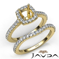 Diamond Cushion Cut Semi Mount Engagement Ring Bridal Set 14k Gold Yellow  (1Ct. tw.)