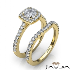 Halo Cathedral Bridal Set diamond Ring 14k Gold Yellow