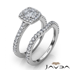 Halo Cathedral Bridal Set diamond Ring 18k Gold White