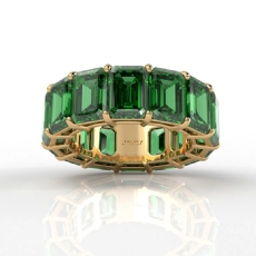 Shared Prong Emerald Gemstone Eternity Wedding Band 14k Yellow Gold 15.78 Ctw.