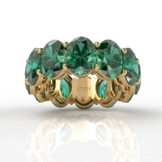 Shared Prong Oval Gemstone  Eternity Wedding Band 14k Yellow Gold 18.01 Ctw.