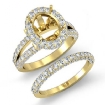 2.25Ct Halo Diamond Engagement Ring Oval Semi Mount Bridal Setting 14k Yellow Gold - javda.com 