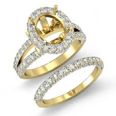 Halo Diamond Engagement Ring Oval Semi Mount Bridal Setting 14k Gold Yellow (2.6Ct. tw.)