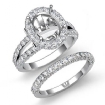 2.25Ct Halo Diamond Engagement Ring Oval Semi Mount Bridal Setting 18k White Gold - javda.com 