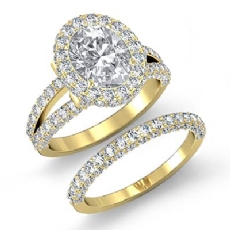 Split Shank Circa Halo Bridal diamond Ring 14k Gold Yellow