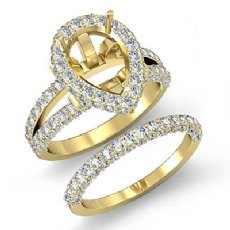 Diamond Vintage Engagement Ring Pear Bridal Set 18k Gold Yellow Semi Mount (2.72Ct. tw.)