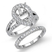 2.72Ct Diamond Vintage Engagement Ring Pear Bridal Set Platinum 950 Semi Mount - javda.com 