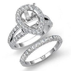 2.72Ct Diamond Vintage Engagement Ring Pear Bridal Set 14K White Gold Semi Mount